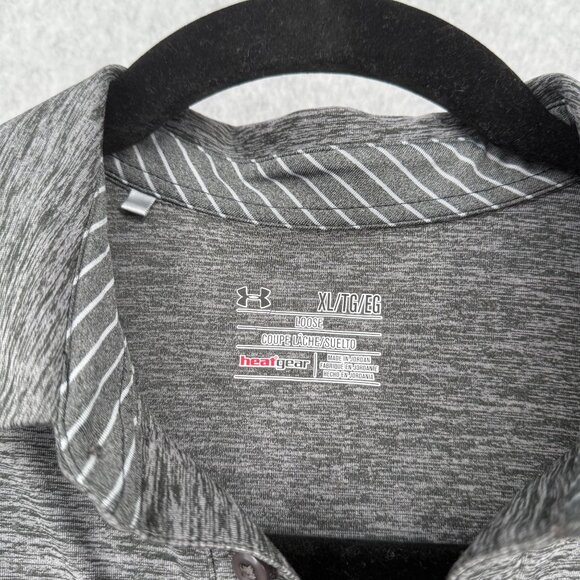 Under Armour Mens HeatGear Golf Polo Shirt Size XL Heathered Gray Loose Fit EUC - Picture 3 of 10